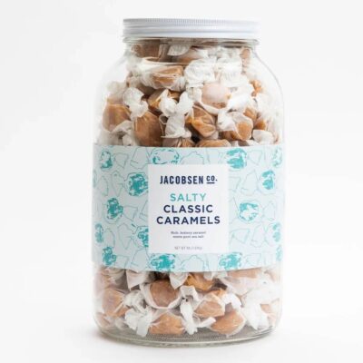 Bulk Salty Classic Caramels Candy: With Branded Glass Jar