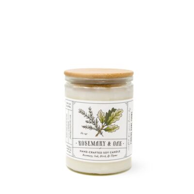 Soy Candle, Rosemary & Oak, Woody Scent, Year Round Scent: Large