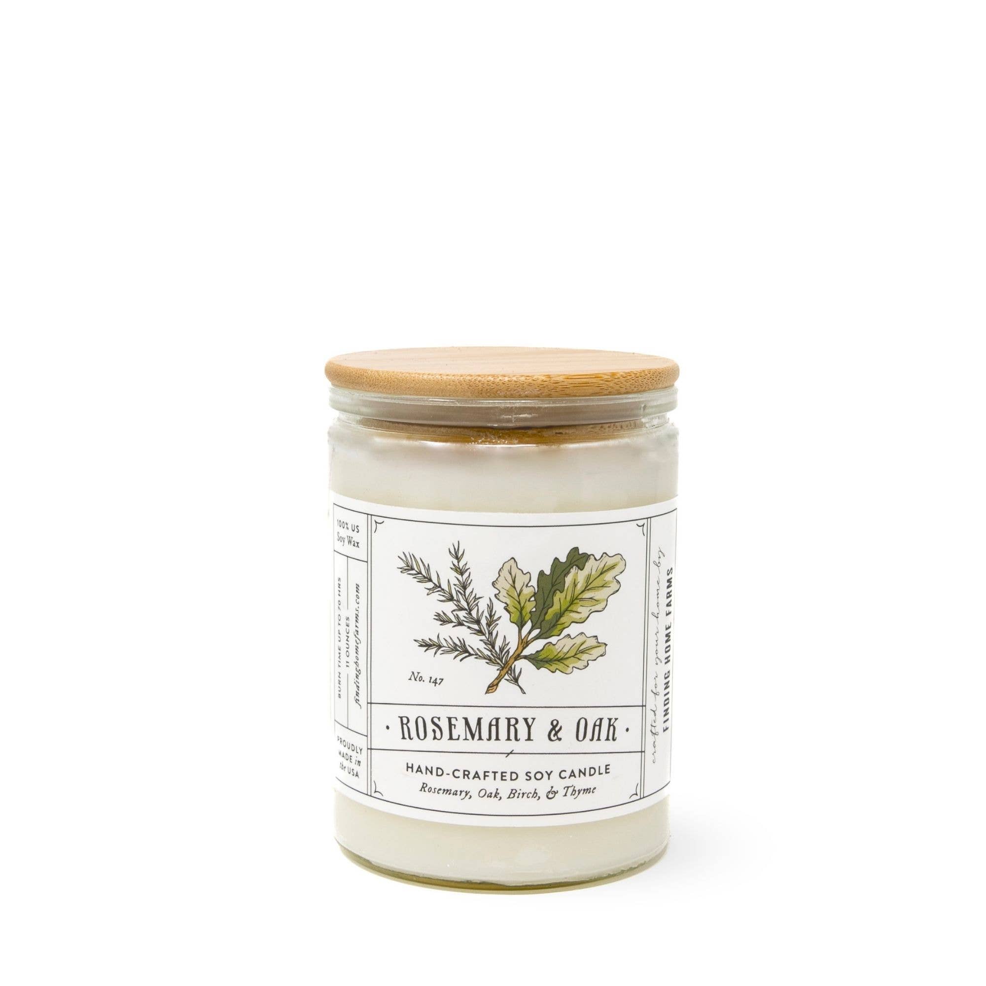 Soy Candle, Rosemary & Oak, Woody Scent, Year Round Scent: Large