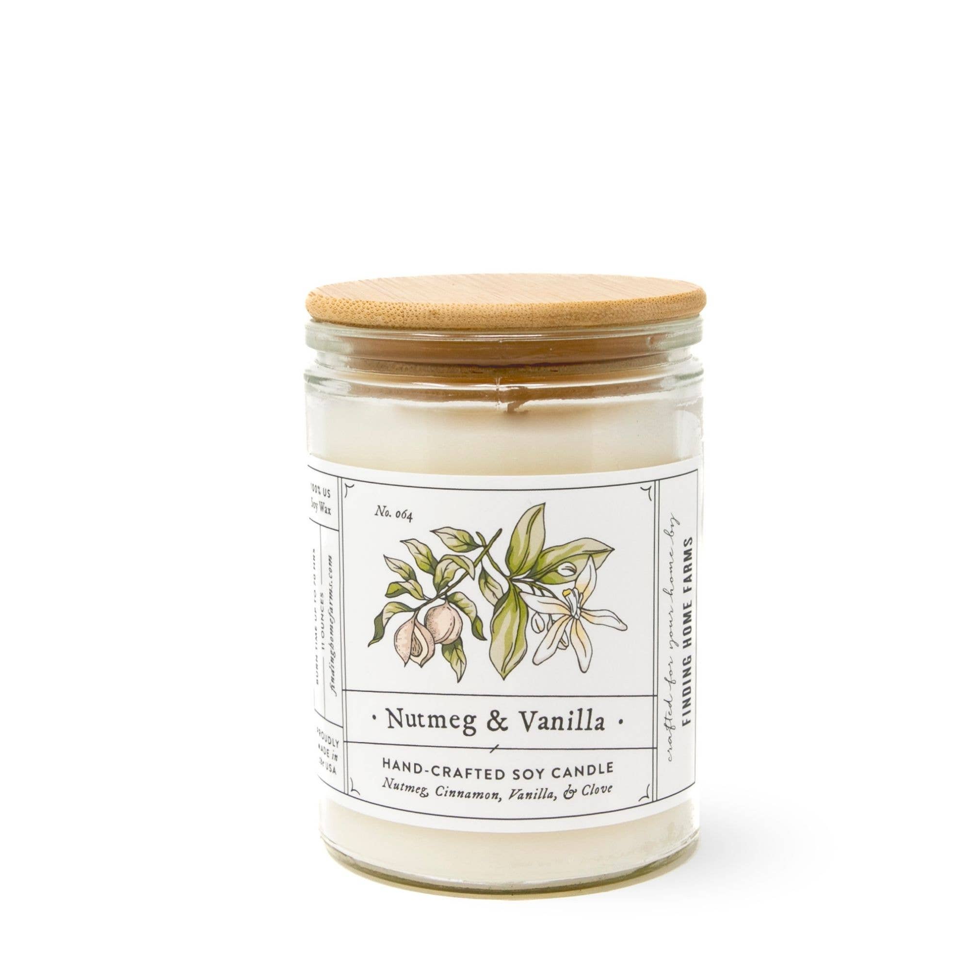 Soy Candle, Nutmeg & Vanilla, Warm Fall Scent: Large