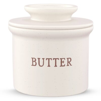 Kook French Butter Keeper Dish, Ceramic: Oatmeal