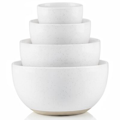 Ceramic Nesting Bowls, 18/40/90/140 oz, Moonstone, Set of 4