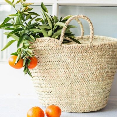 French Basket for shopping, Moroccan Basket, Straw Basket: Large