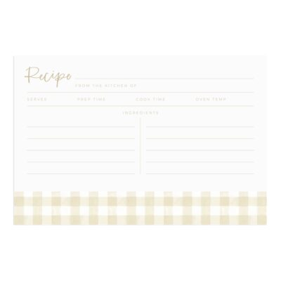 Beige Gingham Recipe Cards
